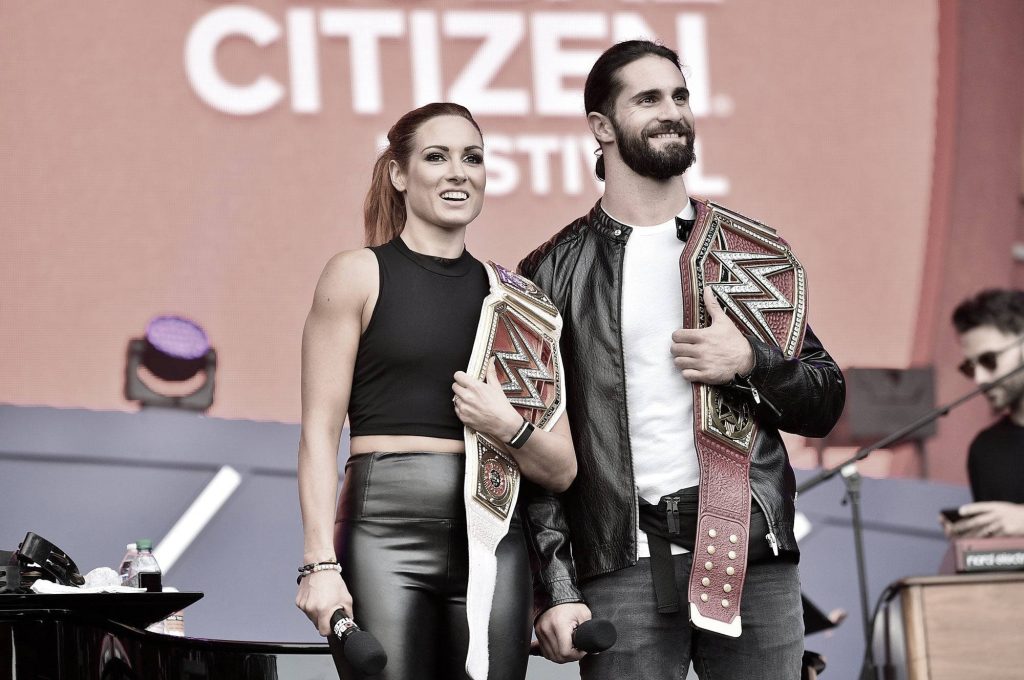 Becky Lynch with her husband Seth Rollins