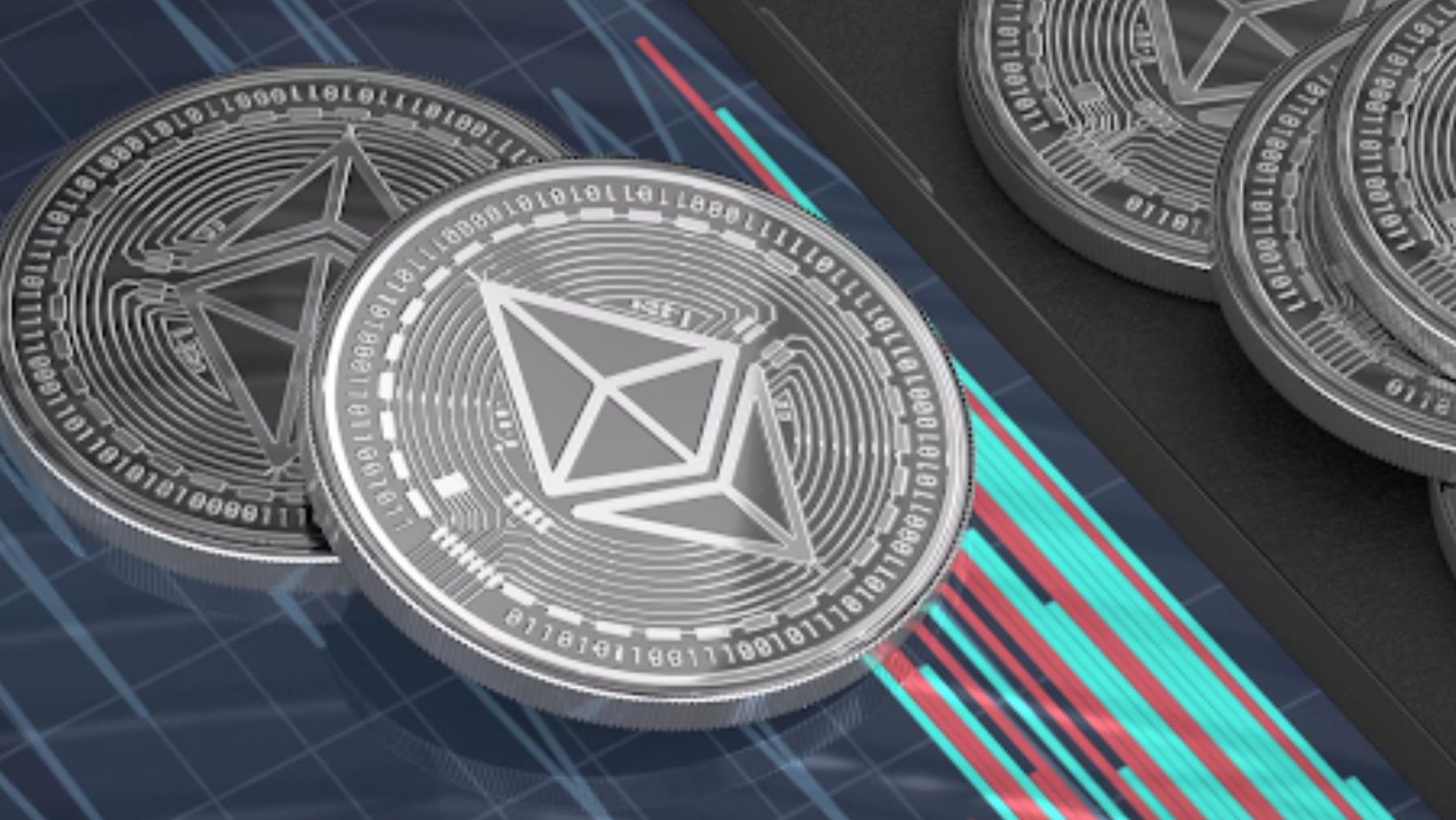 An illustration of coins with the Ethereum symbol on them.