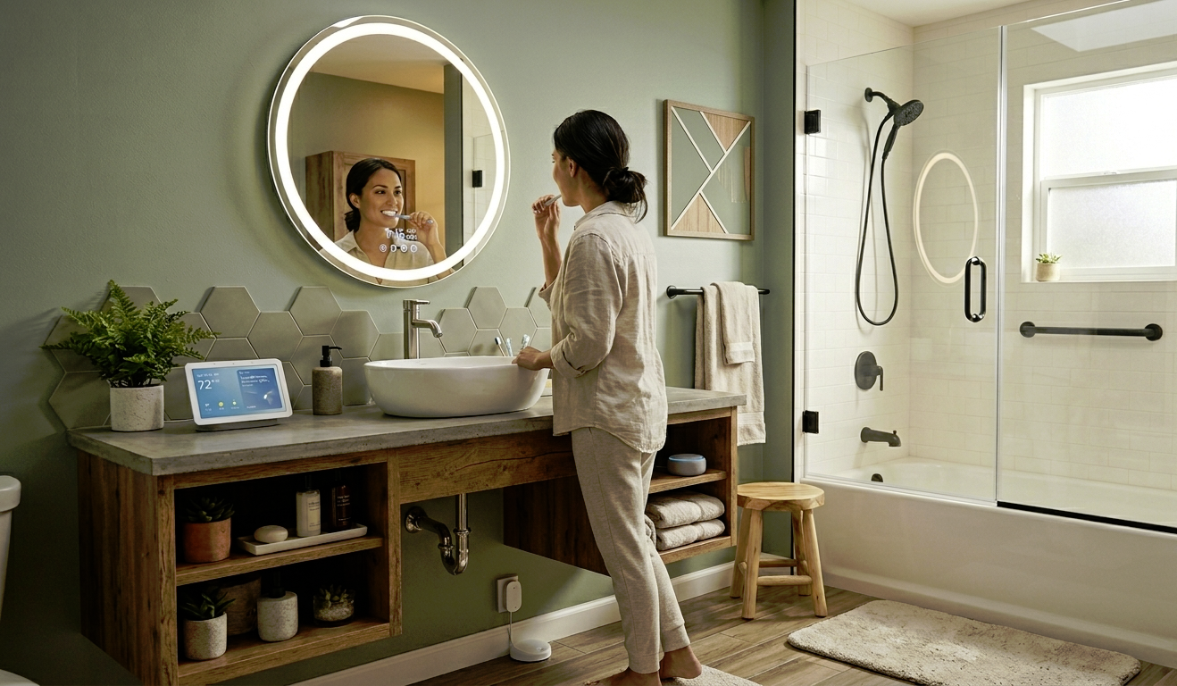 smart bathroom ideas, budget smart bathroom, affordable bathroom renovation, smart bathroom tech, energy efficient bathroom, small bathroom upgrades, DIY smart bathroom, home automation bathroom, low cost bathroom improvement, smart bathroom systems