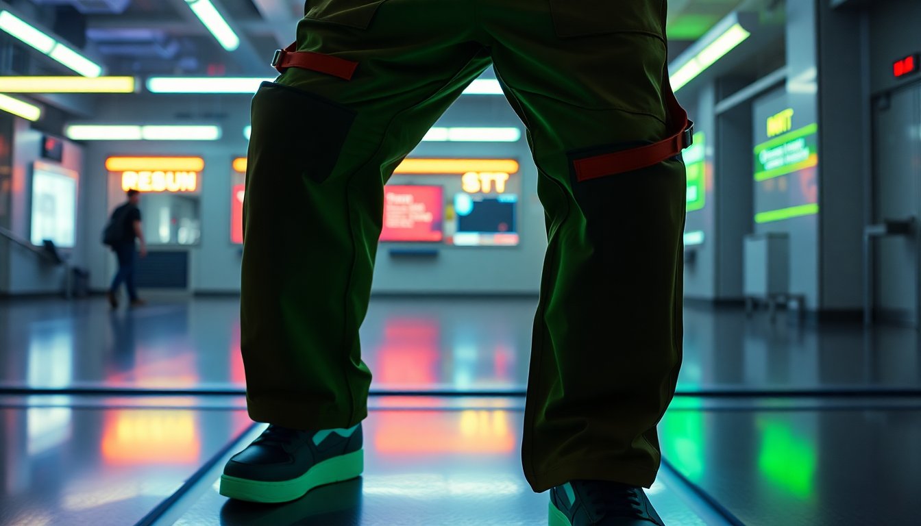 theboringmagazine neon conveyor belt pants
